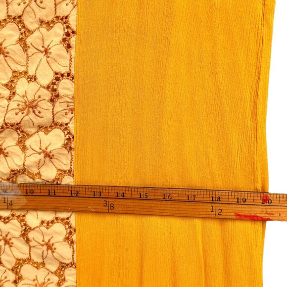 Miss Me Dress Lg Mustard Yellow Sleeveless Boho Beachy Floral Western Cowgirl - Picture 12 of 16